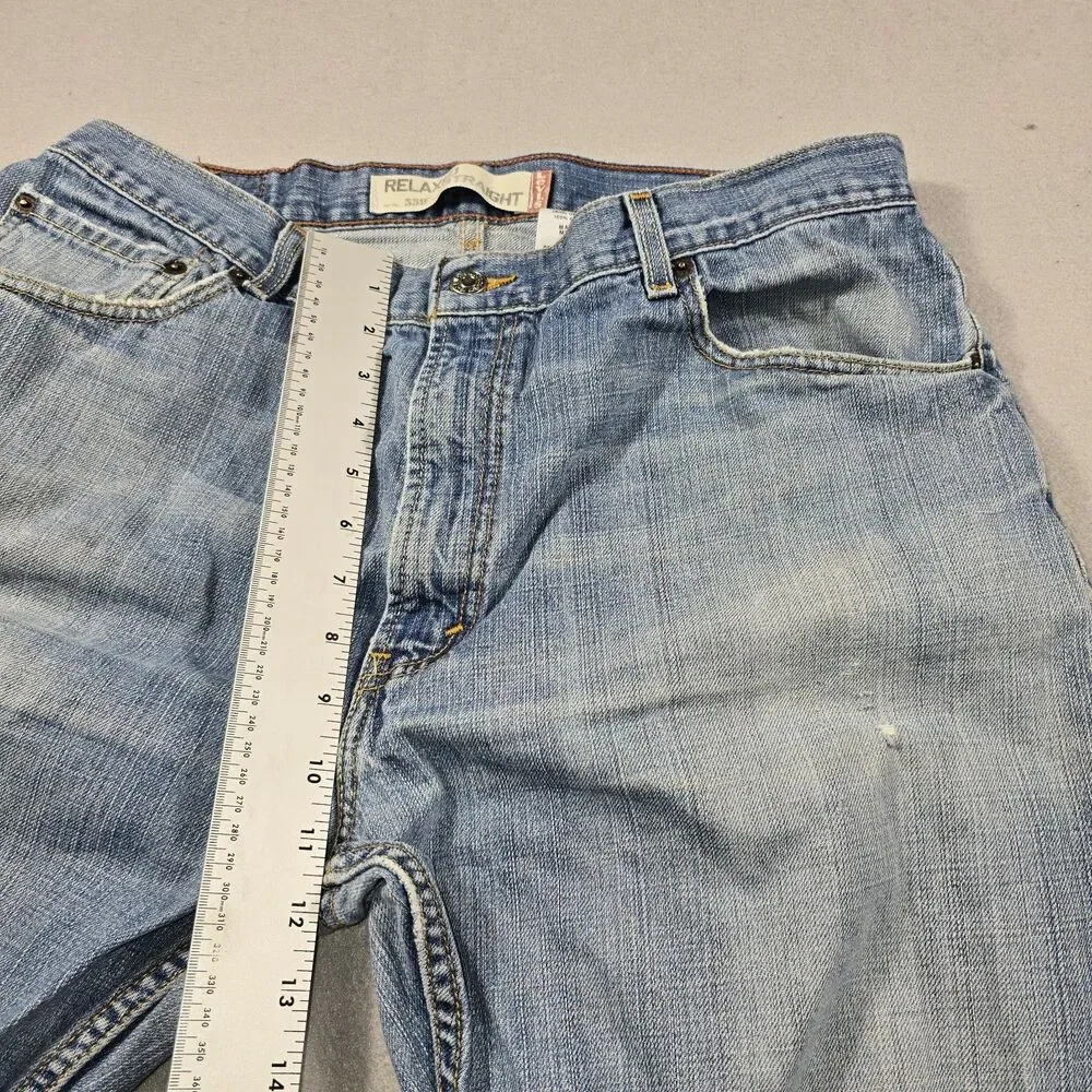Levi's Jeans Mens 36x30 Blue 559‎ Relaxed Straight Cut Off Raw Hem Distressed